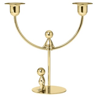 Omini Thinker Walkman Candlestick in Polished Brass by Stefano Giovannoni For Sale