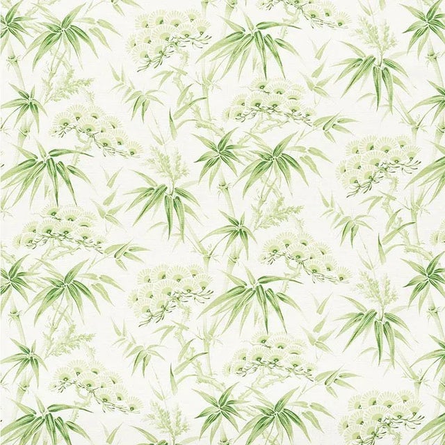 Schumacher Arita Floral Fabric in Leaf For Sale