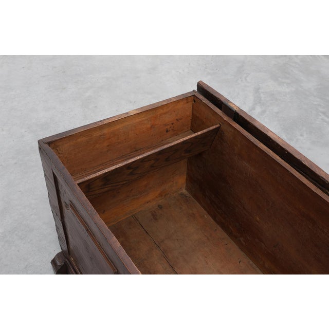 Flemish Oak Blanket Chest with Panelled Front and Iron Lock, 1825 For Sale - Image 6 of 14
