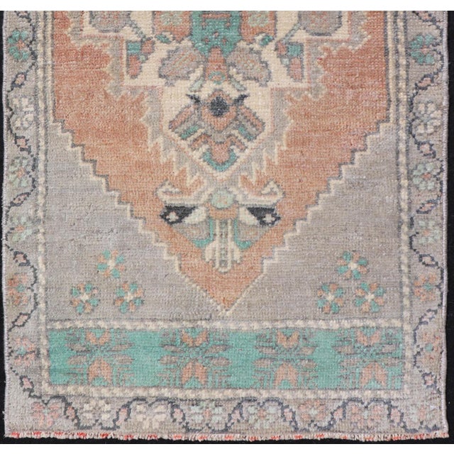 Textile Vintage Turkish Oushak Rug With All-Over Sub-Geometric Medallion Design For Sale - Image 7 of 8