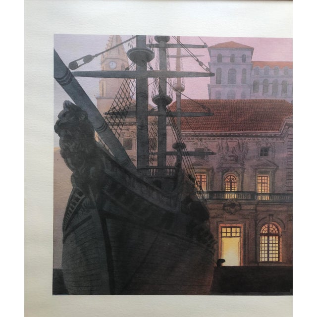 A very colorful lithograph professionally framed and hand signed in pencil on the bottom right. Unknown artist. Well sized...