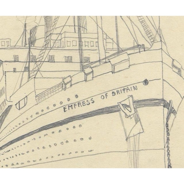 1943 drawing of the "Empress of Britain," a ship that had been sunk by a German U-boat in 1940. By William E. Wood, a...