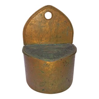 1930s Kraemer Copper Salt Box With Heavy Glass Insert For Sale