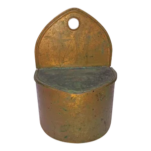 1930s Kraemer Copper Salt Box With Heavy Glass Insert