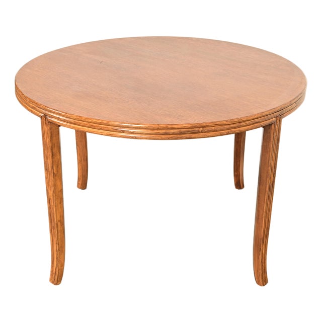 McGuire Hollywood Regency Organic Modern Oak and Bamboo Rattan Dining or Game Table For Sale