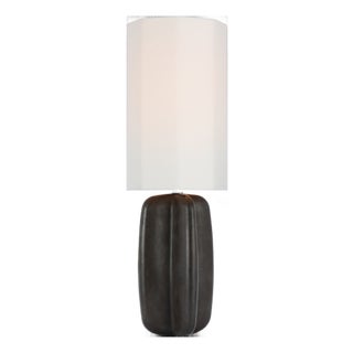 Kelly Wearstler by Visual Comfort Signature Alessio Large Table Lamp in Aged Iron with Linen Shade For Sale