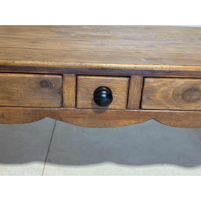 Antique Pine Harvest / Console Table With Three Drawers From England For Sale - Image 6 of 18
