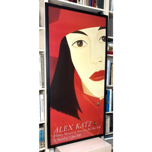 Figurative Alex Katz Red Coat Monumental Original 1986 Whitney Museum Exhibition Poster, Framed For Sale - Image 3 of 9