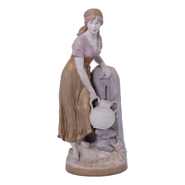 Royal Dux Bohemian Female Water Carrier Porcelain Statue For Sale