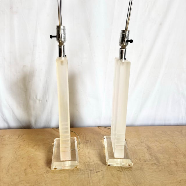 Art Deco Art Deco Rectangular Lucite Table Lamps - A Pair For Sale - Image 3 of 10