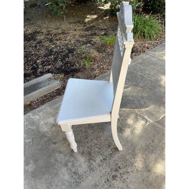 1930s Antique White Shabby Chic Side Chair For Sale - Image 4 of 7