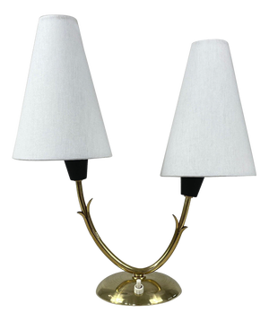 Double Arm Brass Table Lamp, Sweden, 1950s