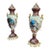 French-Style Burgundy Porcelain Vase Set of 2 – Hand-Painted Musical Scene With Gilded Bronze Swan Handles For Sale