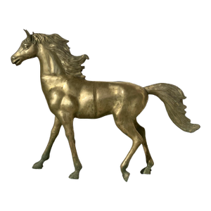 1960s Monumental Solid Brass Horse Statue