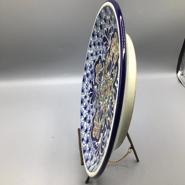 Talavera Hand Painted Serving Plates Made in Puebla Mexico - A Pair For Sale - Image 9 of 13