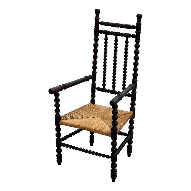 Bobbin Armchair in Stained Beech, 1930 For Sale