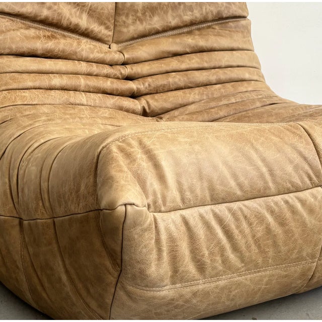Ligne Roset Togo Lounge Chair in Leather by Michel Ducaroy for Ligne Roset, 1973 For Sale - Image 4 of 7