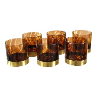 1970s Barovier & Toso Tortoise Shell Cocktail Glasses- Set of 6 For Sale