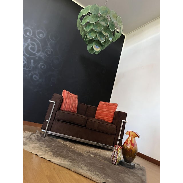 Space Age Murano Chandelier with Green Albaster Iridescent Glass Plates, 1990s For Sale - Image 9 of 18