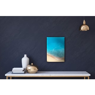 White Sand Beach #31 by Ana Hefco | Layered resin on wood panel aerial view of a beach scene For Sale