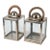 Traiditional Artisan Nickel-Finish Glass Lanterns With Driftwood Handles - a Pair For Sale