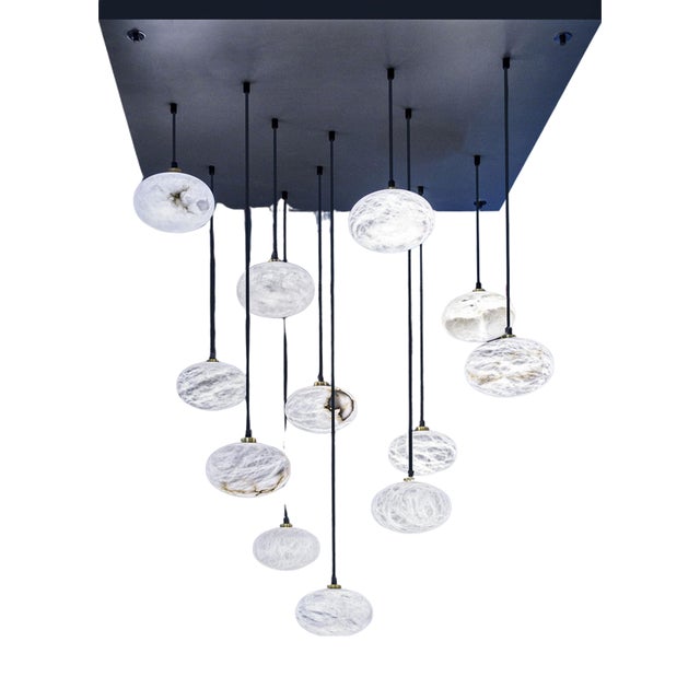 Oval Pendant Lamps by United Alabaster, Set of 12 For Sale