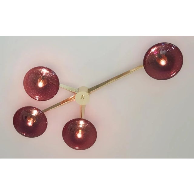 Quattro Natural Brass Amethyst Bubbles Glass Flush Mount by Fabio Ltd For Sale - Image 6 of 9