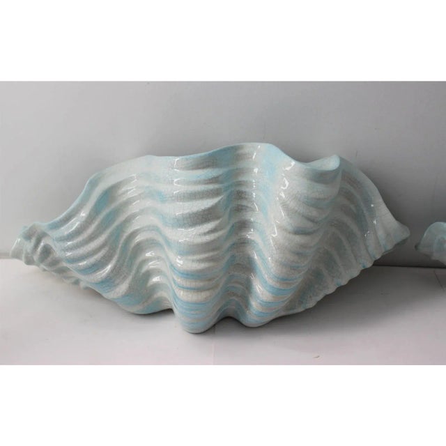 Wall Pockets Clam Shell Ceramic - A Pair For Sale - Image 10 of 13