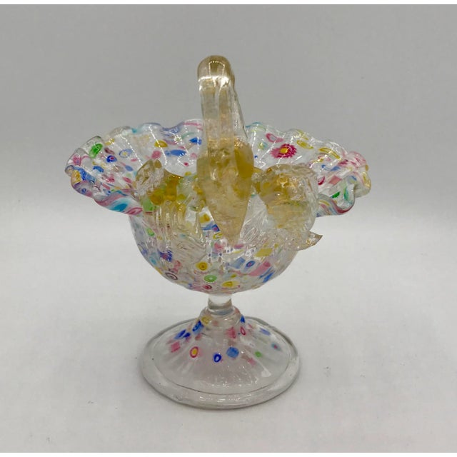 Modern Late 19th Century Antique Murano Attributed Footed Compote Bowl With Millefiori For Sale - Image 3 of 11