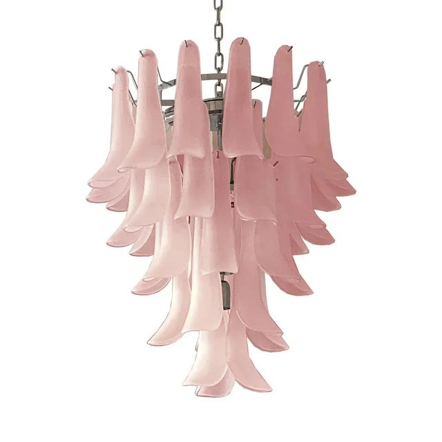 Contemporary Sella Chandelier in Frosted Pink Murano Glass from Simoeng For Sale - Image 3 of 3