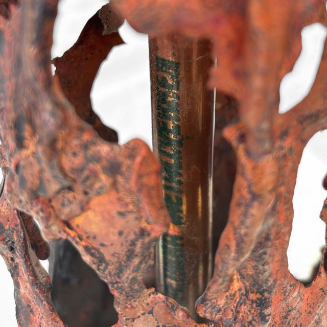 Wood Mid-Century Scandinavian Brutalist Table Lamp in Copper and Rattan, Sweden, 1960s For Sale - Image 7 of 10