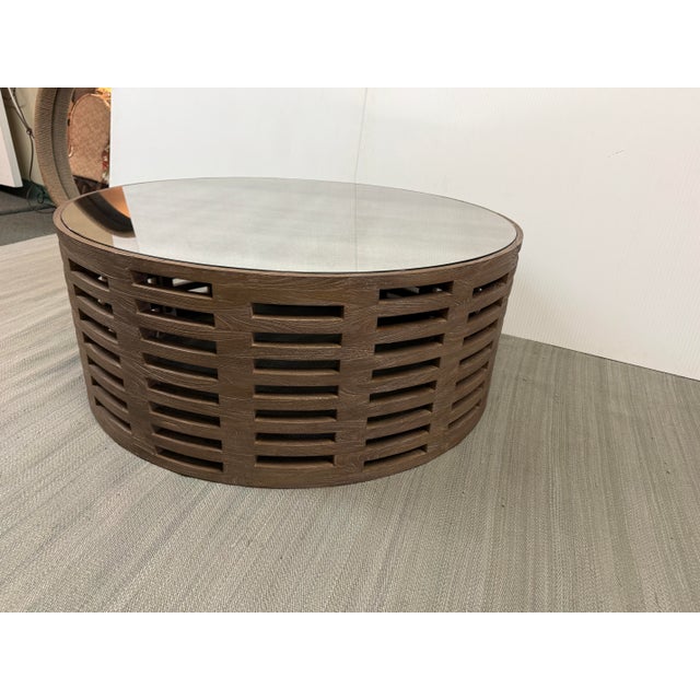 Contemporary Brownstone Palmer Mirrored Coffee Table For Sale - Image 3 of 12