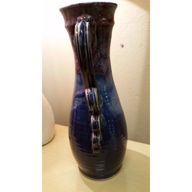 Abstract Signed Modernist Studio Pitcher Stoneware Vase For Sale - Image 3 of 8