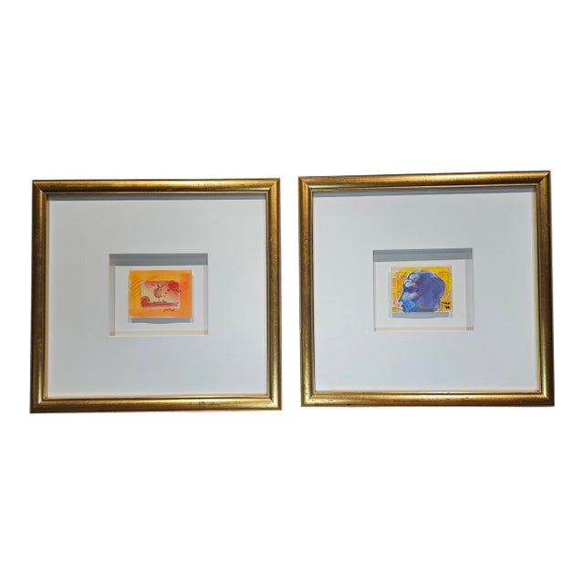 1990s Vibrant Pair of Peter Max Paintings, Signed en Verso For Sale