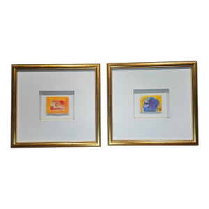 1990s Vibrant Pair of Peter Max Paintings, Signed en Verso