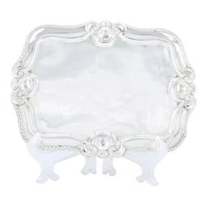 Antique English Silver Plated Footed Oval Shape Serving Tray