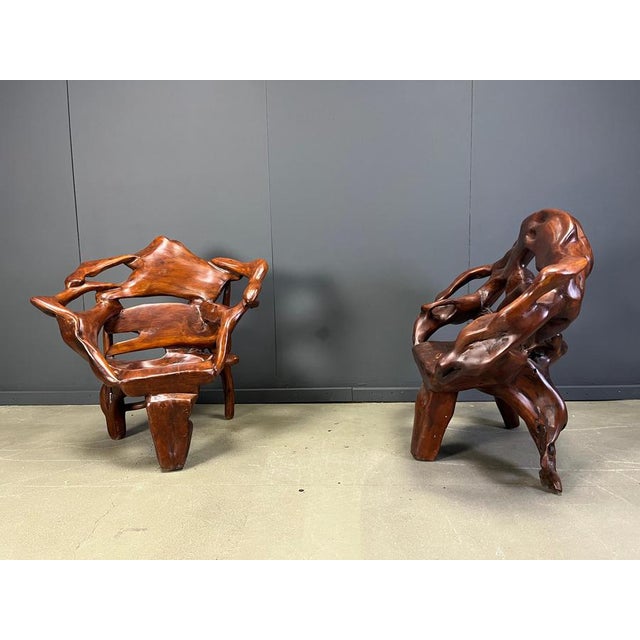 Large Olive Tree Root Chairs, 1960s, Set of 5 For Sale - Image 10 of 18