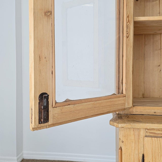 Antique Pine Glass Door Hutch Cabinet | Circa 1890 For Sale - Image 12 of 14