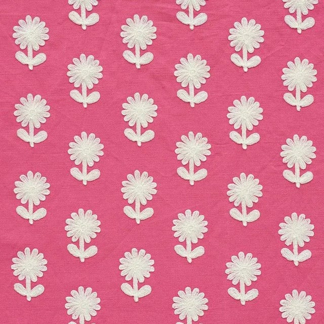 Sample - Schumacher Paley Embroidery Fabric in Pink For Sale