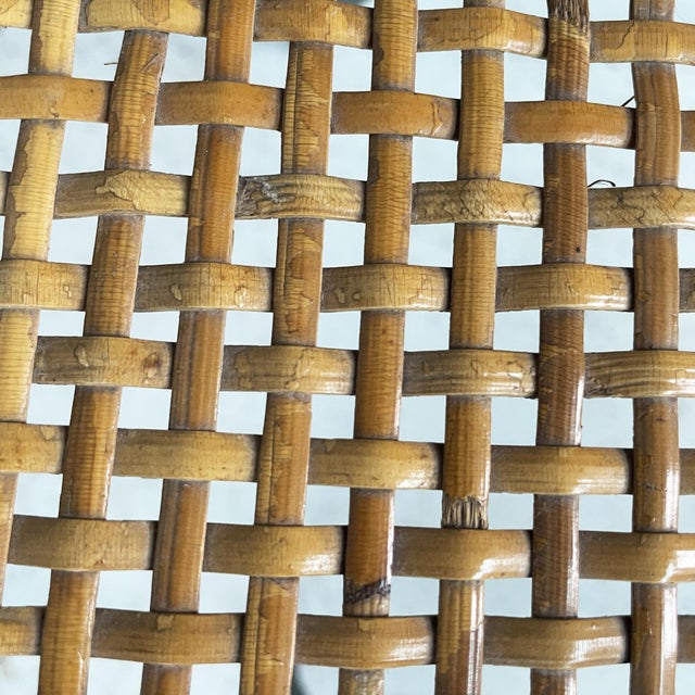 Wood Italian Modern Rattan and Black Metal Chairs, 1960s, Set of 6 For Sale - Image 7 of 13