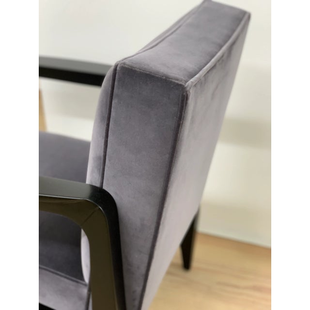 Art Deco Style Black Ebony Finish and Grey Cotton Velvet Atena Armchair by Casa Botelho For Sale - Image 10 of 11