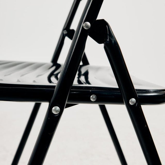Black Vintage Italian Folding Chair in Metal, 1980s For Sale - Image 8 of 17
