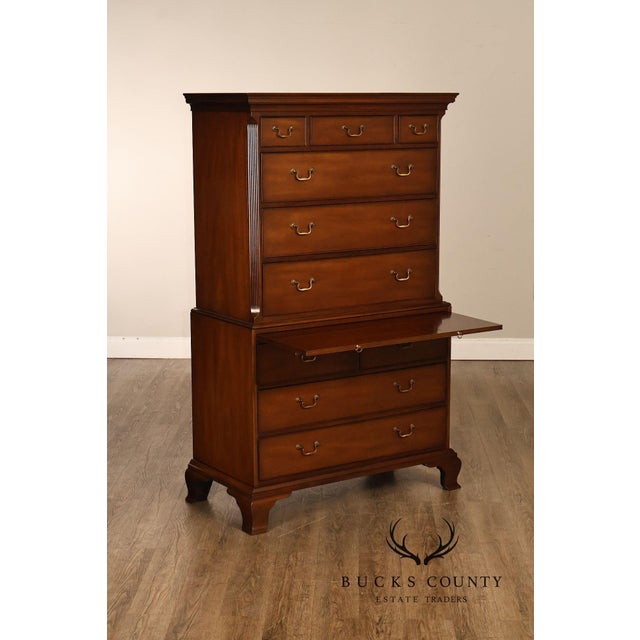 Kittinger Mahogany 10 Drawer Chippendale Style Chest-on-Chest Tall Dresser For Sale - Image 16 of 18