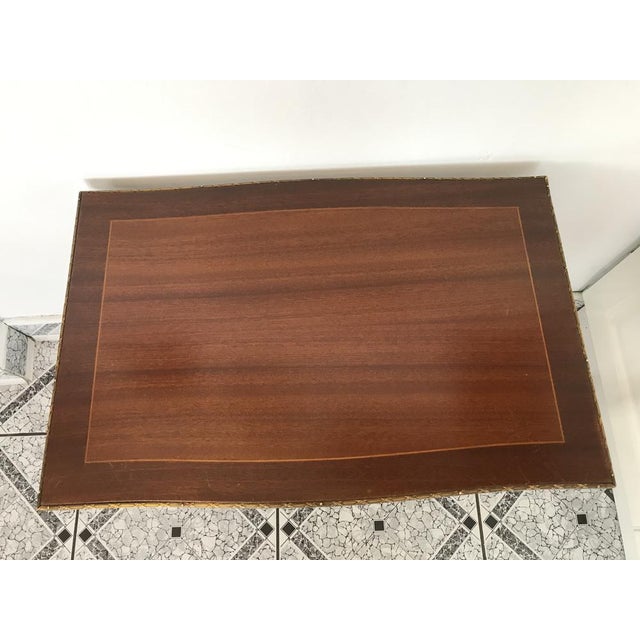 Walnut Table with Brass Applications, 1970s For Sale - Image 9 of 18