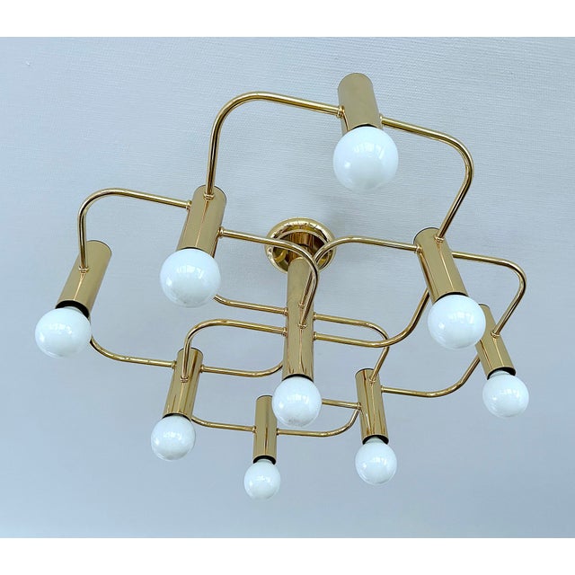 Metal Large Space Age Gilded Ceiling Light from Leola For Sale - Image 7 of 18
