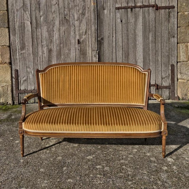 Antique Green Velvet Sofa, 1800s For Sale - Image 4 of 18
