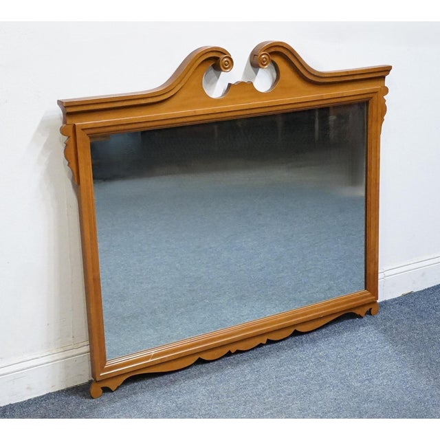 HIGH END VINTAGE Solid Hard Rock Maple Early American Colonial 48" Swan Neck Pediment Mirror 5085 40.5" High 48" Wide 1.5"...