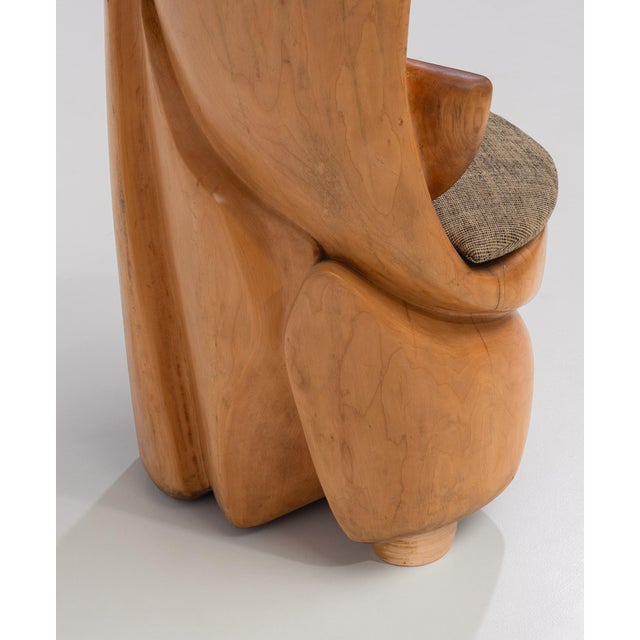 Hand-Carved Sculptural Wooden Throne Chair, France, 1970s For Sale - Image 11 of 13