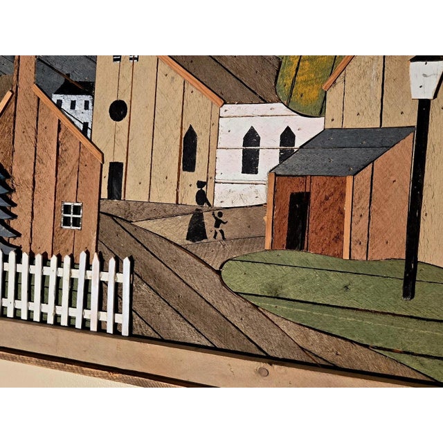 Degroot 1970s Theodore DeGroot Lathe Art – Village With White Picket Fence & Steeple Scene For Sale - Image 4 of 6