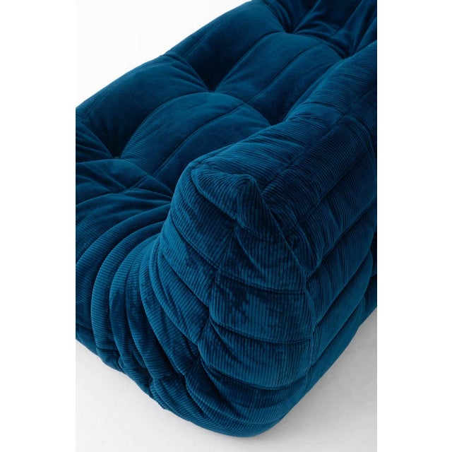 Togo Three-Seater Sofa in Dark Blue Tissue by Michel Ducaroy for Ligne Roset For Sale - Image 6 of 18